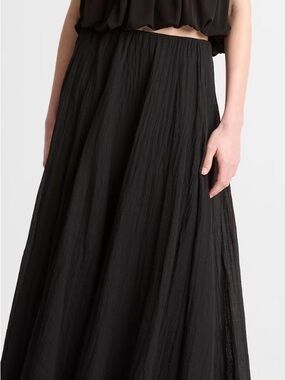 Vince Black Crinkled Maxi Skirt